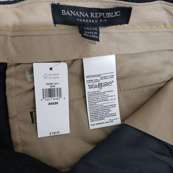 Banana republic mens dark gray 100% ITALIN virgin wool 34×30  trouser pants - Picture 9 of 12